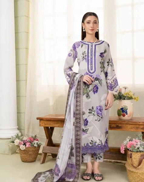 Pakistani Original Sahibas by mirza Lawn Embroidered Stitched 3Pcs  