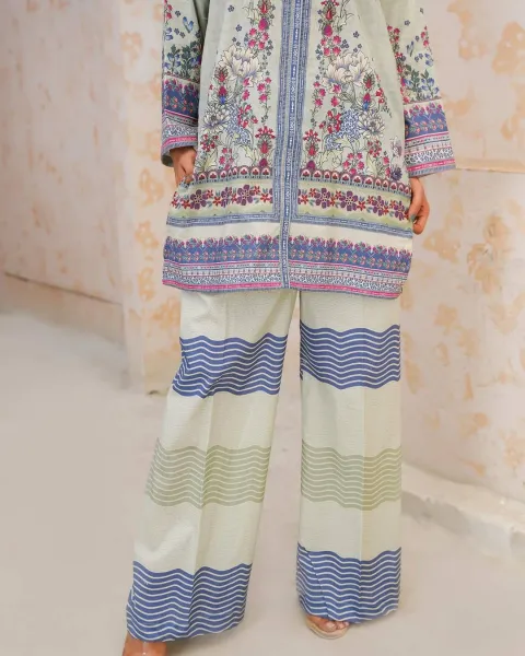 Husnara Lawn Cotton Stitched Co-Ords _ Ligth Mint 