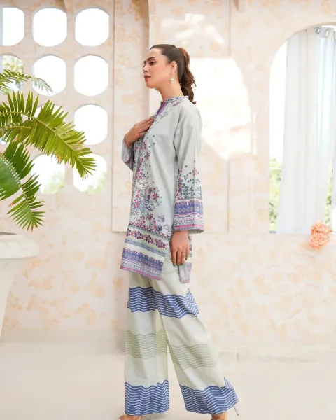 Husnara Lawn Cotton Stitched Co-Ords _ Ligth Mint 
