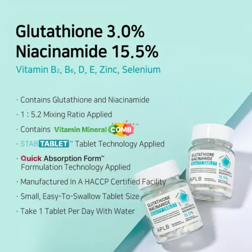 APLB Glutathione Niacinamide Beauty Tablet 500mg*30 Tablets 