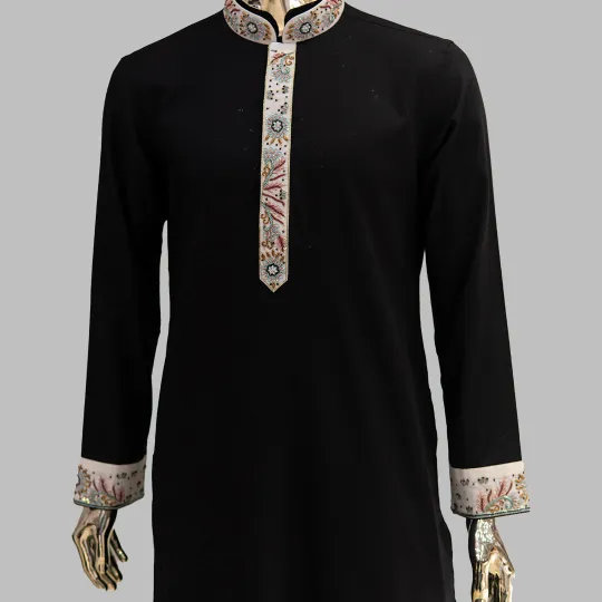 Premium Zardozi Black Panjabi