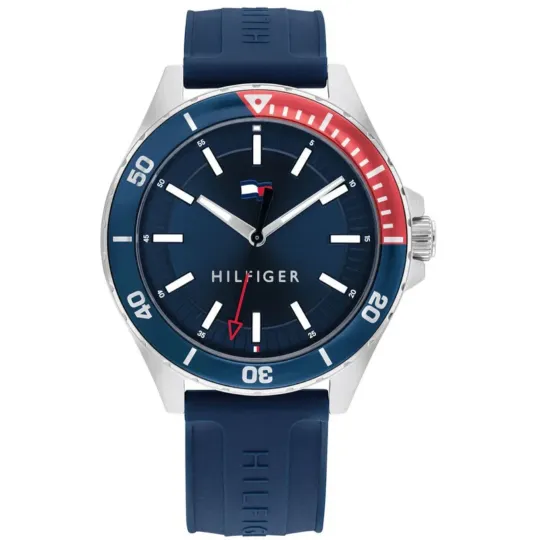 Tommy Hilfiger Logan Blue Dial Silicone Strap Watch