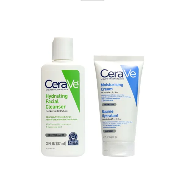 CeraVe Hydrating Facial Cleanser 87ml & Moisturising Cream 50ml Combo