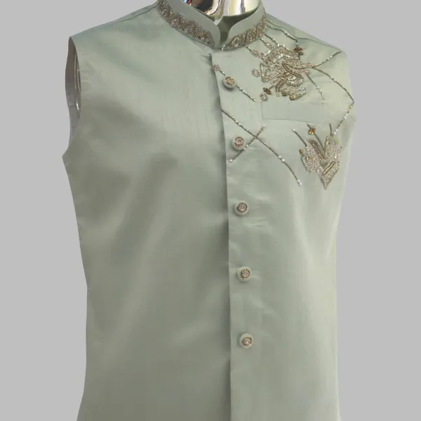 Glittery Powder Blue Waistcoat 