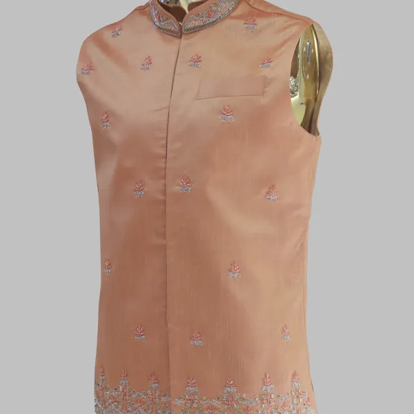 Coral Zardozi Waistcoat 