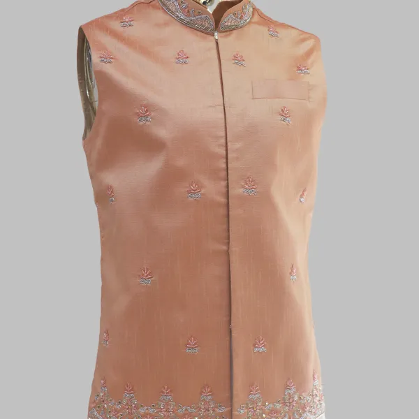 Coral Zardozi Waistcoat 