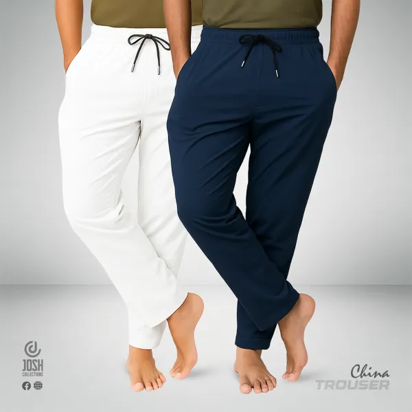 2 Pieces Formal Trouser Pant Combo (White, Navy)