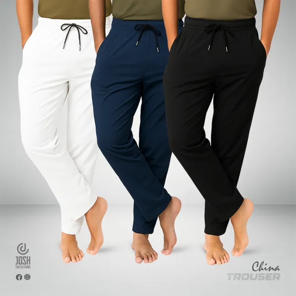 3 Pieces Formal Trouser Pant Combo (White, Navy, Black)