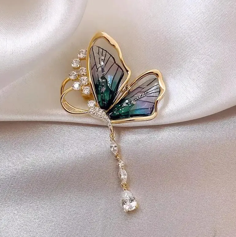 Butterfly Crystal Tassel Hijab Brooch Pin - Only 99 Shop BD