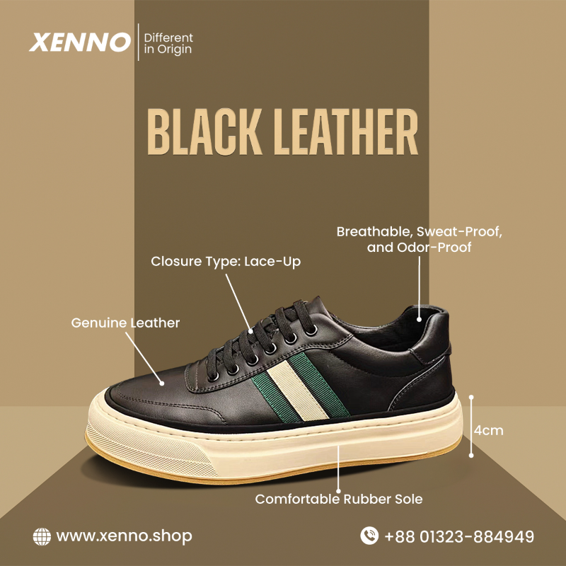 BLACK LEATHER SNEAKERS